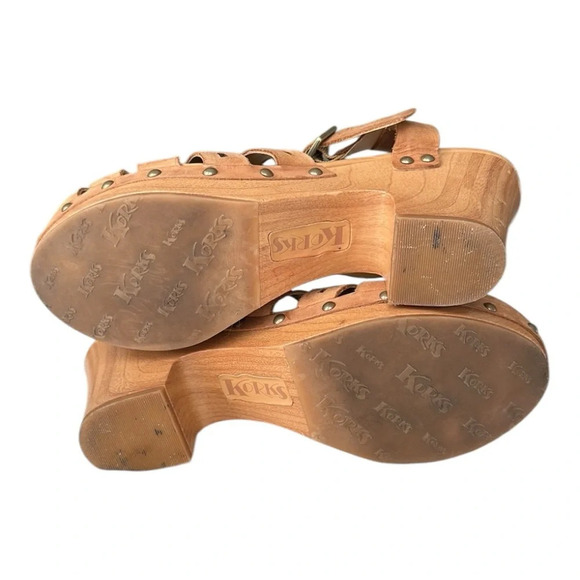 KORKS Augustine Cutout Platform Sandals Retro 70s Chunky Saddle Tan, Size 9 - Picture 9 of 15